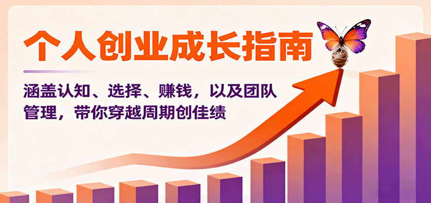 个人创业成长指南：涵盖认知、选择、赚钱，以及团队管理，带你穿越周期创佳绩-创业项目网