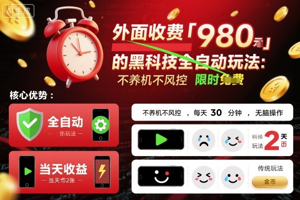 外面收费980的黑科技全自动玩法，不养机不风控，每天30分钟，无脑操作，当天收益2张-创业项目网
