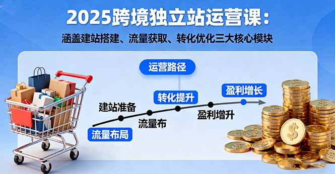 2025跨境独立站运营课：涵盖建站搭建、流量获取、转化优化三大核心模块-创业项目网