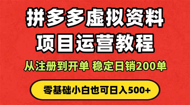 拼多多开店运营课程： 蓝海变现玩法，轻松实现睡后收入 零基础小白也可日入500+-创业项目网