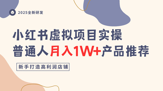 小红书虚拟项目实操指南，普通人月入1W+产品推荐，直接抄-创业项目网