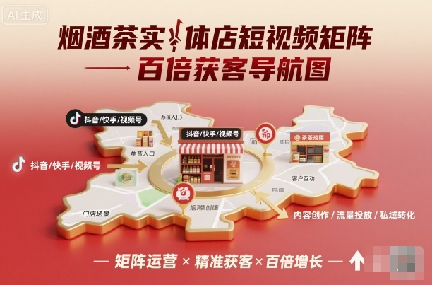 烟酒茶实体店短视频矩阵，百倍获客导航图-创业项目网