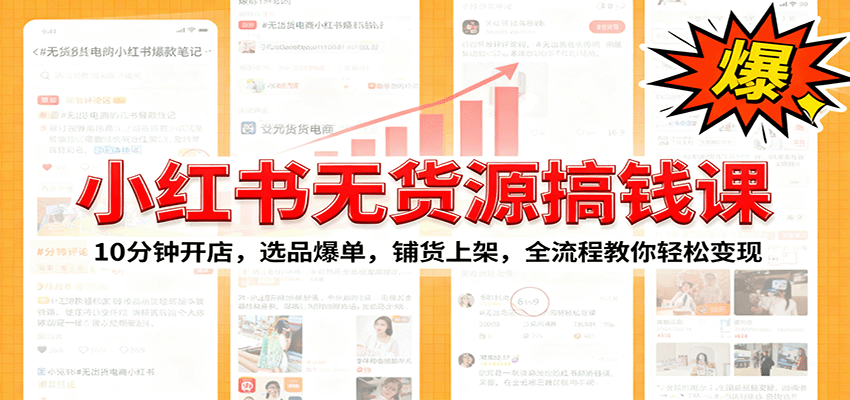 小红书无货源爆单课：10分钟开店，选品爆单，铺货上架，全流程教你轻松变现-创业项目网