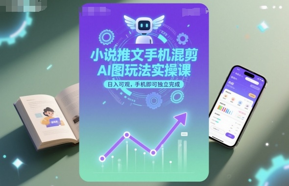 小说推文手机混剪AI图玩法实操课，日入可观，手机即可独立完成-创业项目网