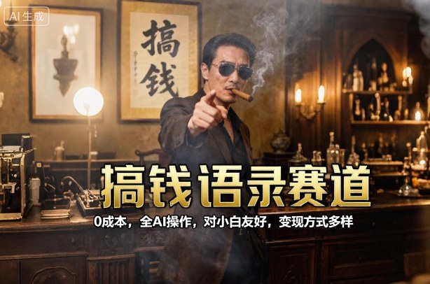搞钱语录赛道，0成本，全AI操作，对新手友好，变现方式多样-创业项目网