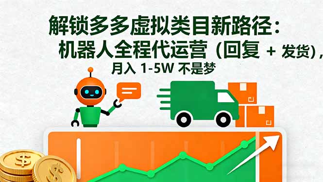 解锁多多虚拟类目新路径：机器人全程代运营，回复 + 发货-创业项目网