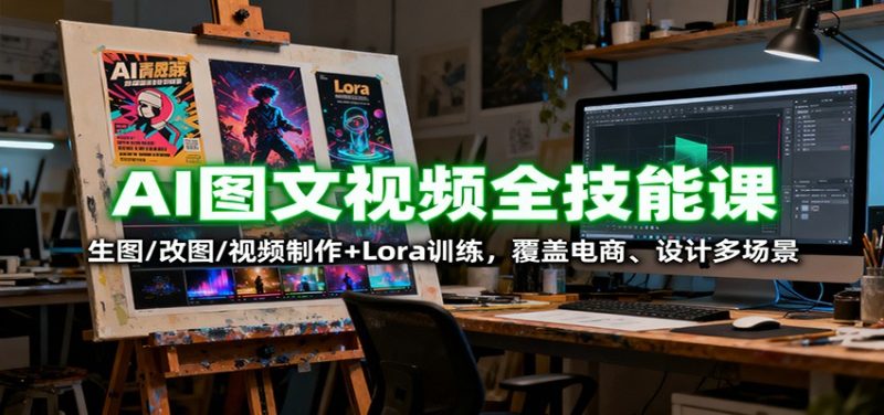 AI图文视频全技能课：生图/改图/视频制作+Lora训练，覆盖电商 、设计多场景-创业项目网