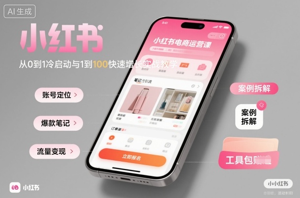 小红书电商运营课:从0到1冷启动与1到100快速增长实战教学-创业项目网
