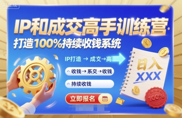 带你成为IP和成交高手的训练营，打造100%持续收钱系统-创业项目网