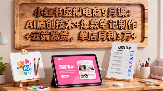 小红书虚拟电商9月课：AI原创技术+爆款笔记制作+云端发货，单店月利3万+-创业项目网