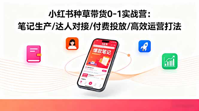 小红书种草带货0-1实战营：笔记生产/达人对接/付费投放/高效运营打法-创业项目网