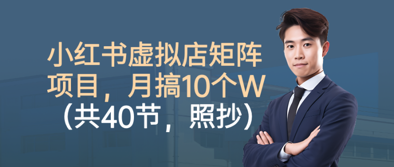小红书虚拟店矩阵项目,月搞10W(共40节,照抄照做)-创业项目网