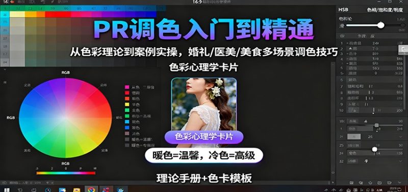 PR调色入门到精通:从色彩理论到案例实操,婚礼/医美/美食多场景调色技巧-创业项目网