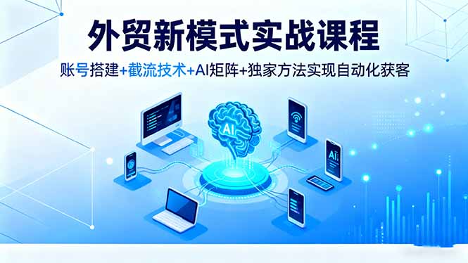 外贸新模式实战课程,账号搭建+截流技术+AI矩阵+独家方法实现自动化获客-创业项目网
