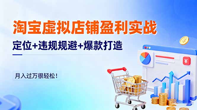 淘宝虚拟店铺盈利实战:定位+违规规避+爆款打造,月入过万很轻松!-创业项目网