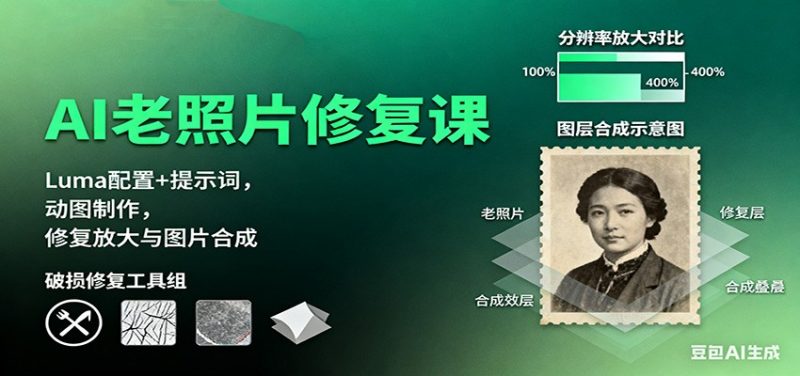 AI老照片修复课:Luma配置+提示词,动图制作,修复放大与图片合成-创业项目网