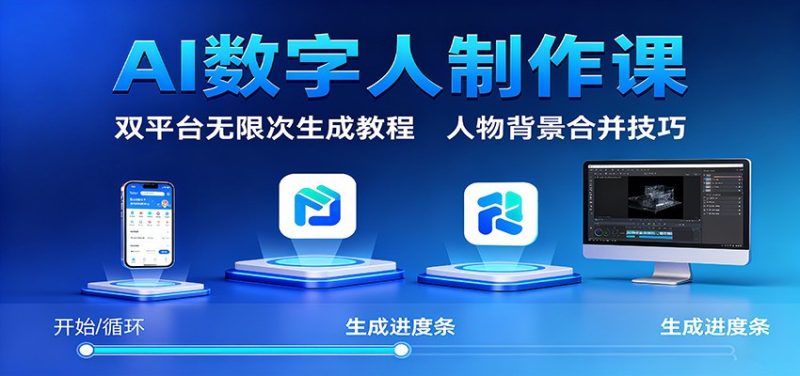 AI数字人制作课:双平台无限次生成教程,人物背景合并技巧-创业项目网