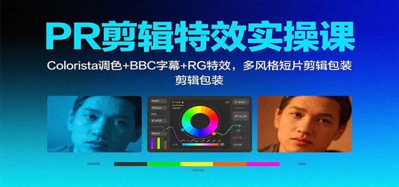 PR剪辑特效实操课:Colorista调色+BBC字幕+RG特效,多风格短片剪辑包装-创业项目网