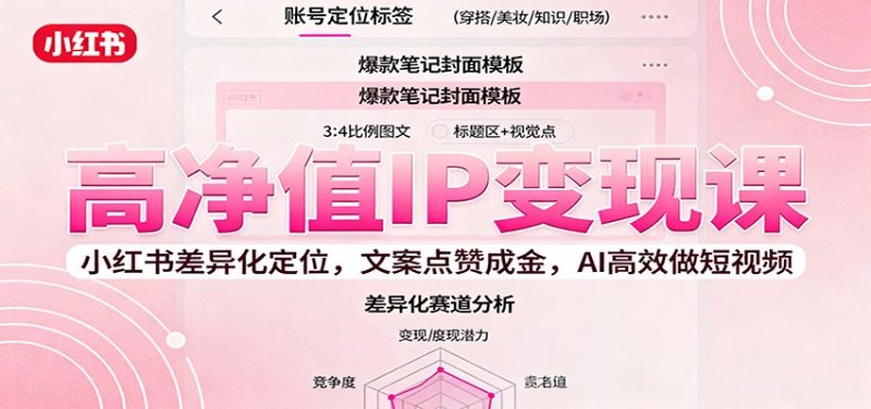 高净值IP变现课:小红书差异化定位,文案点赞成金, AI高效做短视频-创业项目网