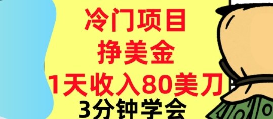 冷门项目挣美刀,0门槛,1天收入80刀,3分钟学会,这个方法要学会-创业项目网