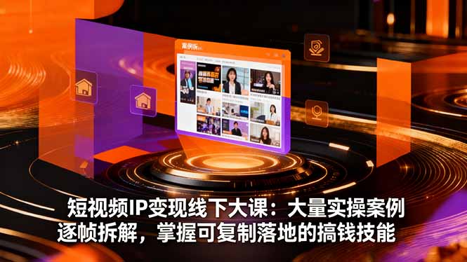 短视频IP变现线下大课:大量实操案例逐帧拆解,掌握可复制落地的搞钱技能-创业项目网