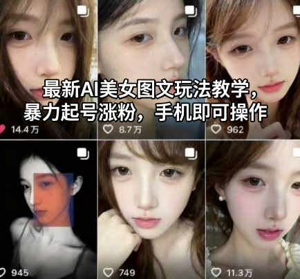 最新AI美女图文玩法教学,暴力起号涨粉,手机即可操作-创业项目网