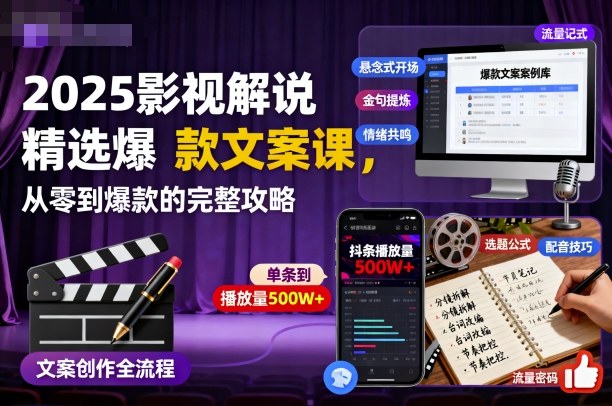 2025影视解说精选爆款文案课，从零到爆款的完整攻略-创业项目网