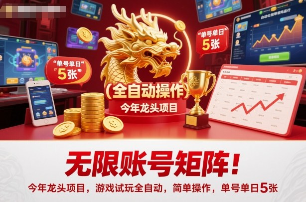 无限账号矩阵!今年龙头项目,游戏试玩全自动,简单操作,单号单日500+-创业项目网