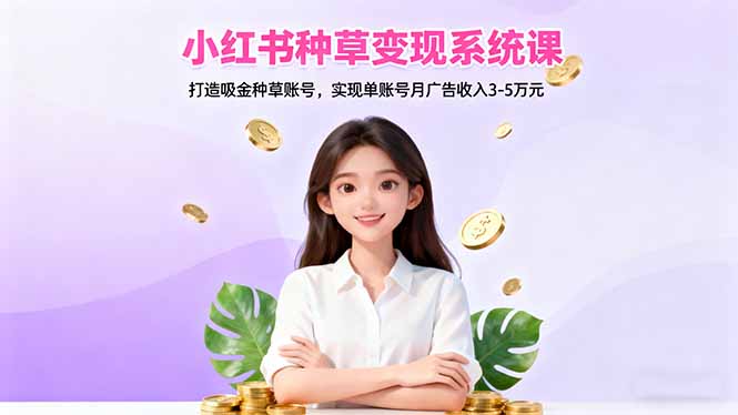 小红书种草变现系统课:打造吸金种草账号,实现单账号月广告收入3-5万元-创业项目网
