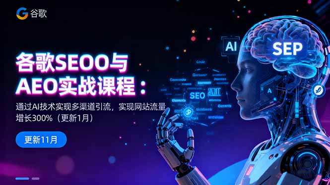 谷歌SEO与AEO实战课程：通过AI技术实现多渠道引流，实现网站流量增长300%-创业项目网