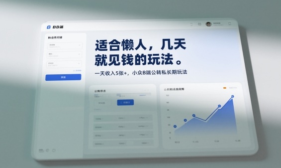 适合懒人，几天就见钱的玩法，一天收入5张+，小众B端公转私长期玩法-创业项目网