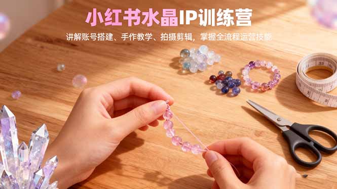 小红书水晶IP训练营，讲解账号搭建、手作教学、拍摄剪辑，全流程运营技能-创业项目网