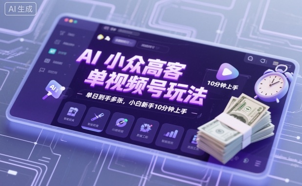 AI小众高客单视频号玩法，单日到手多张，小白新手10分钟上手-创业项目网