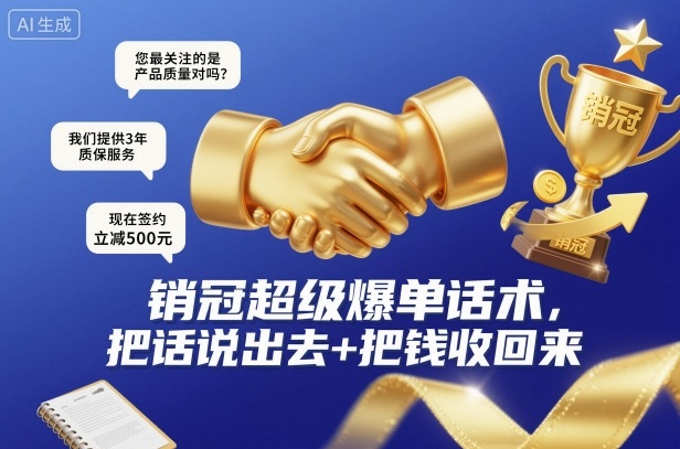 销冠超级爆单话术，把话说出去+把钱收回来-创业项目网