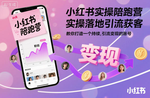 小红书实操陪跑营，实操落地引流获客，教你打造一个持续引流变现的账号-创业项目网