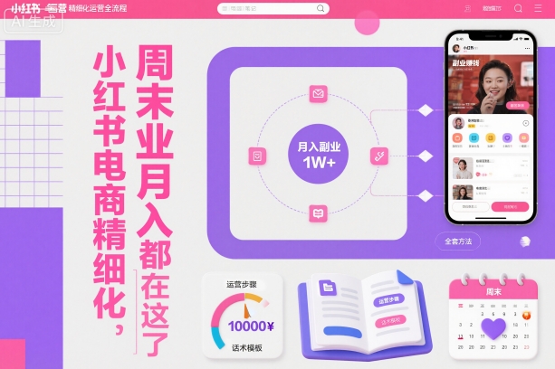 小红书电商精细化运营全流程，周末副业月入1W+，全套方法都在这了-创业项目网