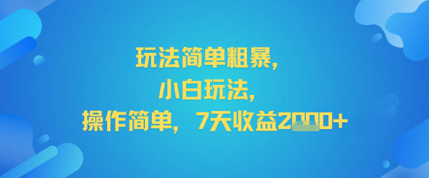 玩法简单粗暴，小白玩法，操作简单，7天收益2k+-创业项目网