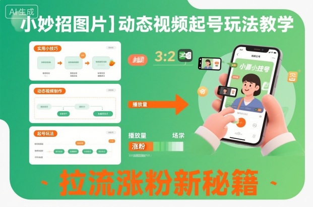 小妙招图片+动态视频起号玩法教学,拉流涨粉新秘籍-创业项目网