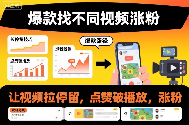 爆款找不同视频涨粉，让视频拉停留，实现点赞，破播放，涨粉-创业项目网