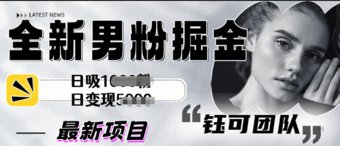 全新男粉掘金思路日吸粉100+，日变现1000+-创业项目网