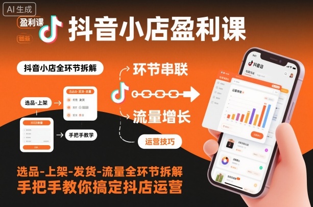 抖音小店盈利课-选品-上架-发货-流量全环节拆解，手把手教你搞定抖店运营-创业项目网