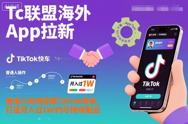 Tc联盟海外App拉新：普通人如何搭乘TikTok快车，打造月入过1W的可持续副业-创业项目网