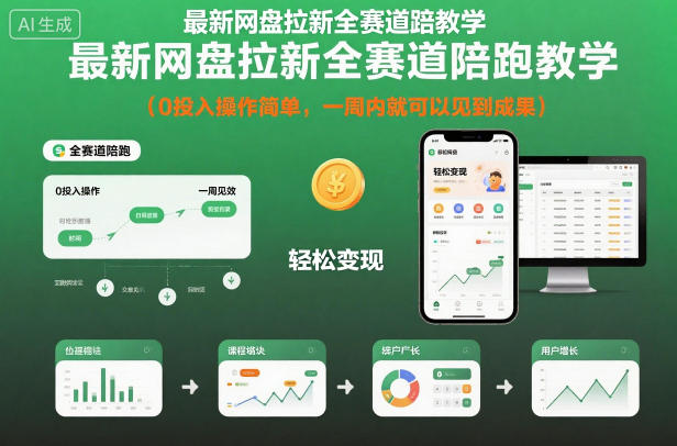 最新网盘拉新全赛道陪跑教学，0投入操作简单，一周内就可以见到成果-创业项目网