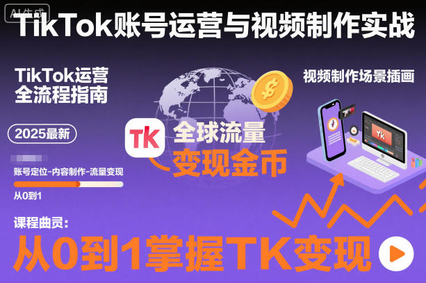 2025最新TikTok账号运营与视频制作实战全流程，从0到1掌握TK变现（含11月最新TK搬运技术）-创业项目网