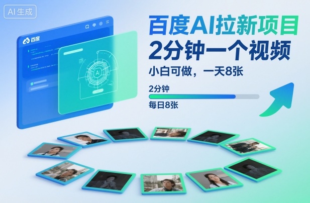 百度AI拉新项目，2分钟一个视频，小白可做，一天8张【附案例+保姆级教程】-创业项目网