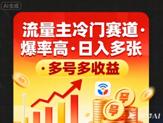 流量主冷门赛道，爆率高，日入多张，多号多收益-创业项目网