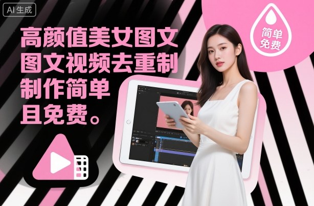 高颜值美女图文视频去重制作教学，制作简单且免费-创业项目网