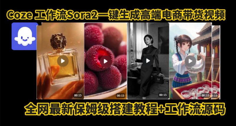coze智能体sora2一键生成电商带货高端视频工作流保姆级拆解教程，无需剪辑，无需拍摄-创业项目网
