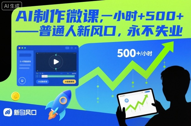 AI制作微课，一小时500+，普通人新风口，永不失业-创业项目网