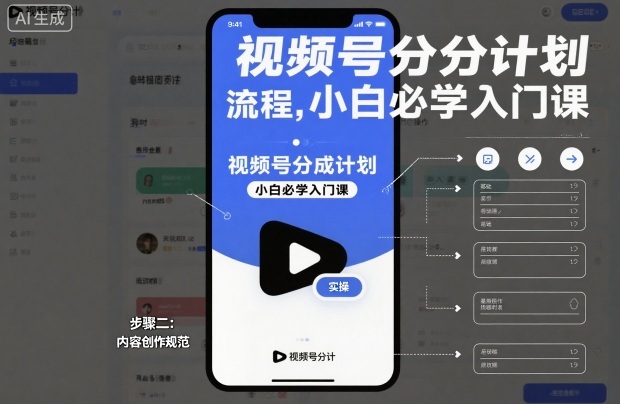 视频号分成计划实操流程，小白必学入门课-创业项目网